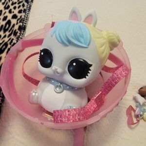 Cute Bunny Figurine with Pink Basket